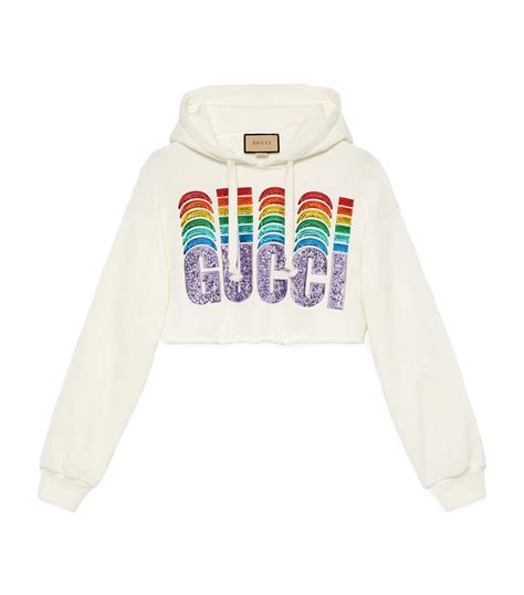 gucci rainbow letter hoodie|gucci distressed hoodie.